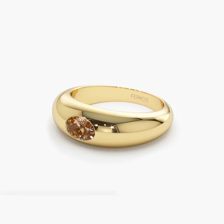 14k Flush Set Oval Citrine Dome Ring – FERKOS FJ Gold Dome Ring, Family Jewels, Dome Ring, Gold Colors, Local Jewelry, Chunky Rings, Citrine Ring, Citrine Stone, Solid Gold Rings