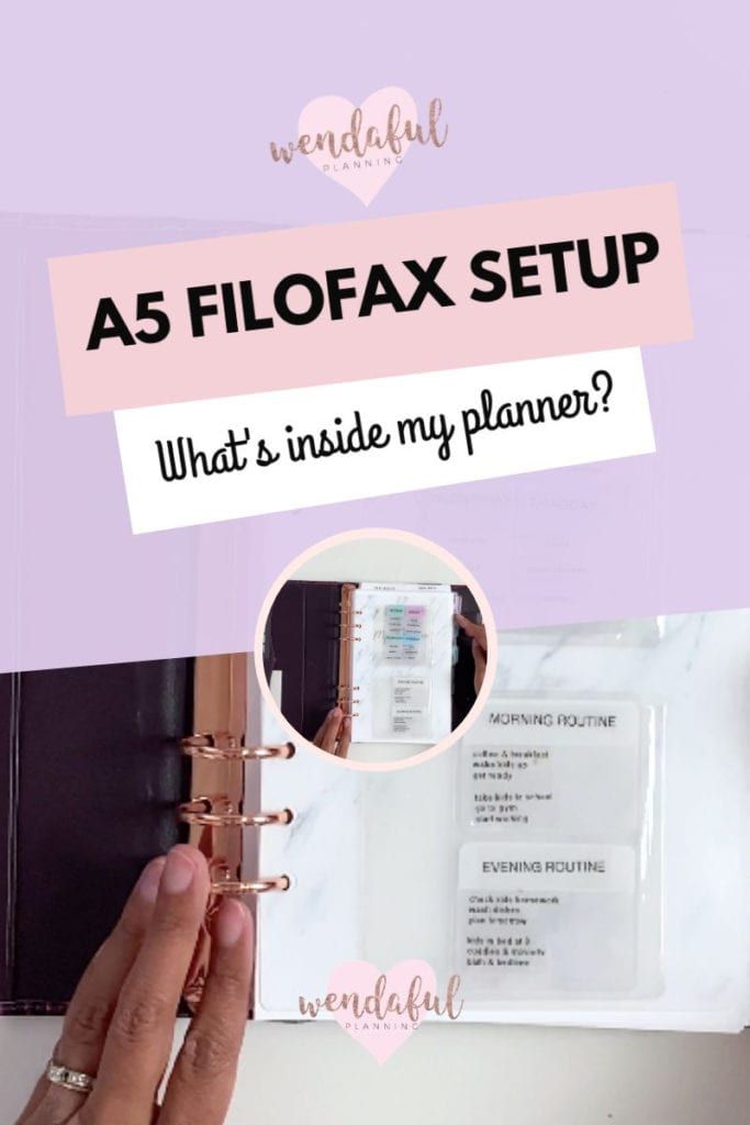 a woman's hand holding a planner with the title as filofax setup what & inside my planner?