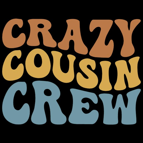 the words crazy coughin crew are painted in blue, yellow and orange colors on a white background