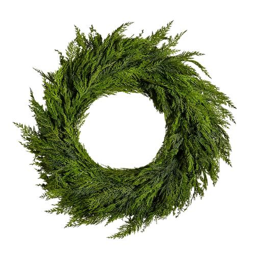 a green wreath on a white background