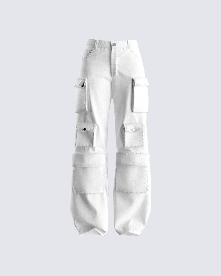 It’s giving stylish baddie that no one could come close to competing with 💅 Go through the day knowing you are serving nothing but looks, and vibes with these wide leg, white cargo twill pants. Complete with a mid-rise, loose fit, and cargo pocket detailing 🤍 Dr Mundo, Celana Kargo, White Cargo Pants, Cute Pants, Dr Closet, Twill Pants, Cargo Pocket, Simple Trendy Outfits, Really Cute Outfits