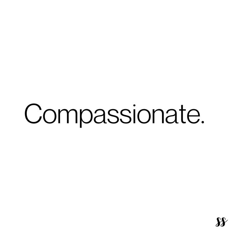 the words'compassionate'are black and white on a white background