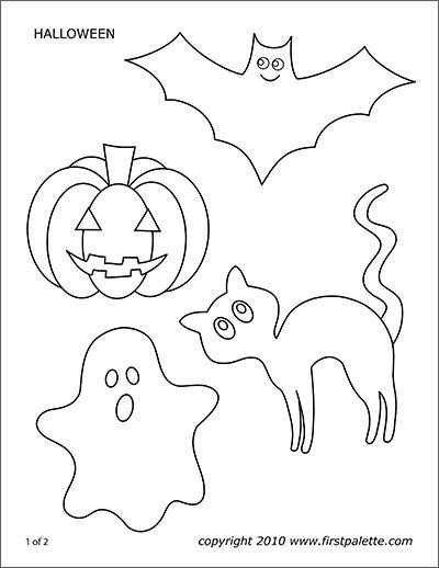 halloween coloring pages with pumpkins, ghost and cat in the background for kids to color