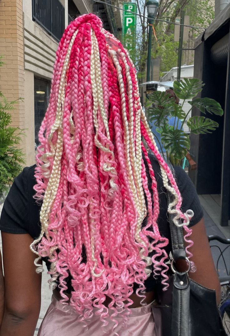 Pink Box Braids, French Curl Braids, Curl Braids, Black Kids Braids Hairstyles, Haircut 2023, Haircut 2024, French Curl, Beautiful Black Hair, Goddess Braids Hairstyles