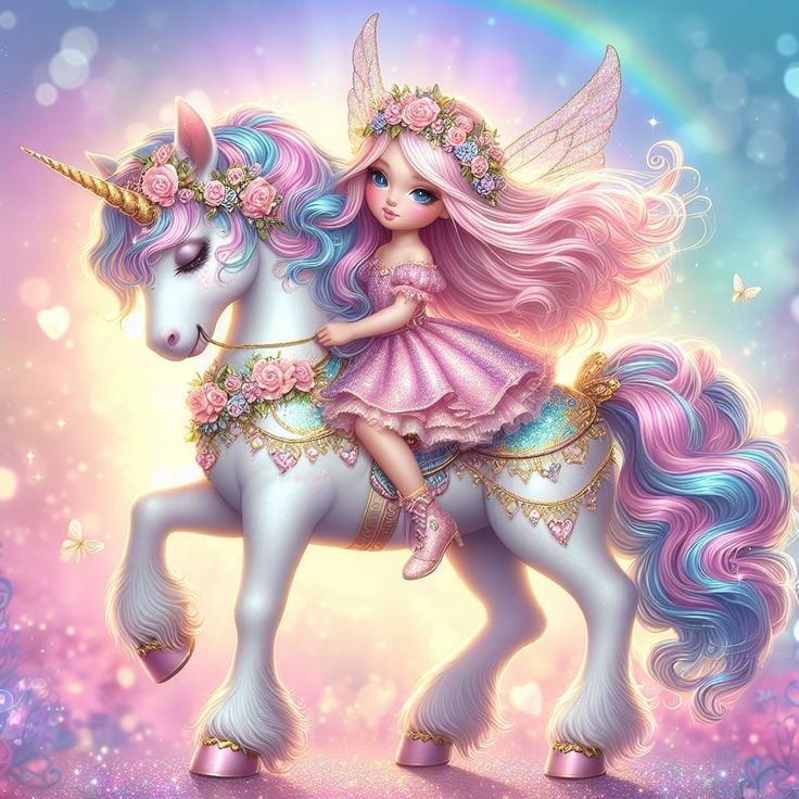 Fairy Nursery Theme, Unicorn Wallpaper Cute, Pin Up Pictures, Unicorn Images, Unicorn And Fairies, الفن الرقمي, Pop Art Images, Magical Horses, Mythical Creatures Fantasy