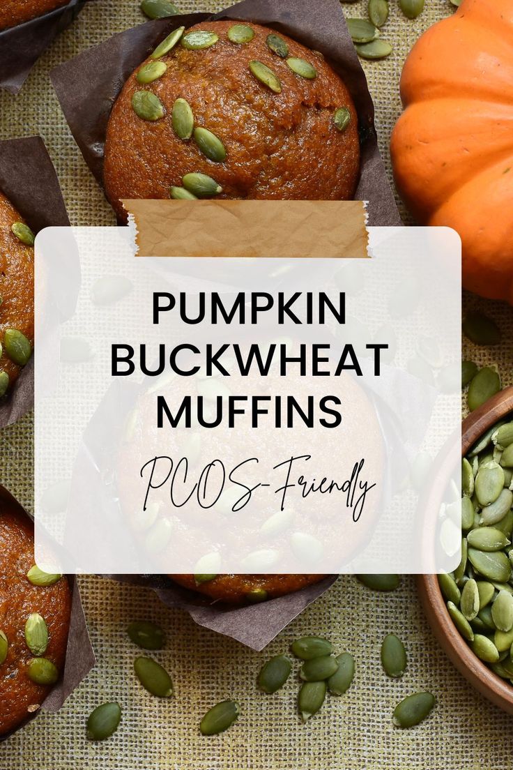 pumpkin buckwheat muffins on a table with pumpkins