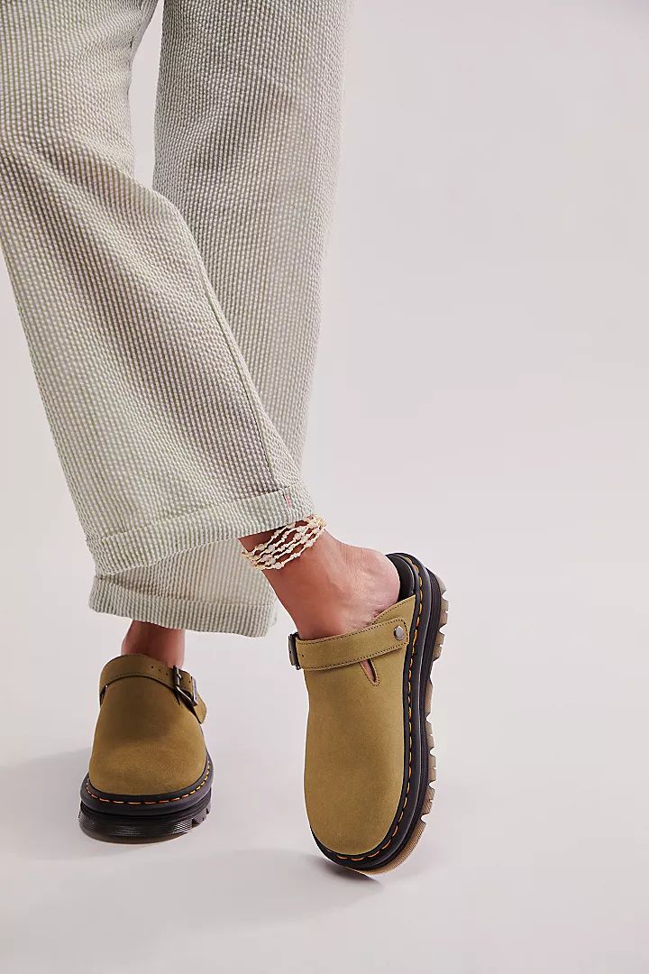 Dr. Martens Zebzag Mules | Free People Doc Martens Zebzag Mules, Doc Martin Mules, Dr Martens Mules Outfit, Martens Zebzag, Olive Heels, Mules Outfit, Hot Tamale, Teacher Fits, White Block Heels