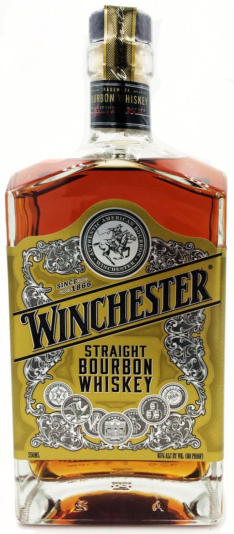 a bottle of winchester straight bourbon whiskey