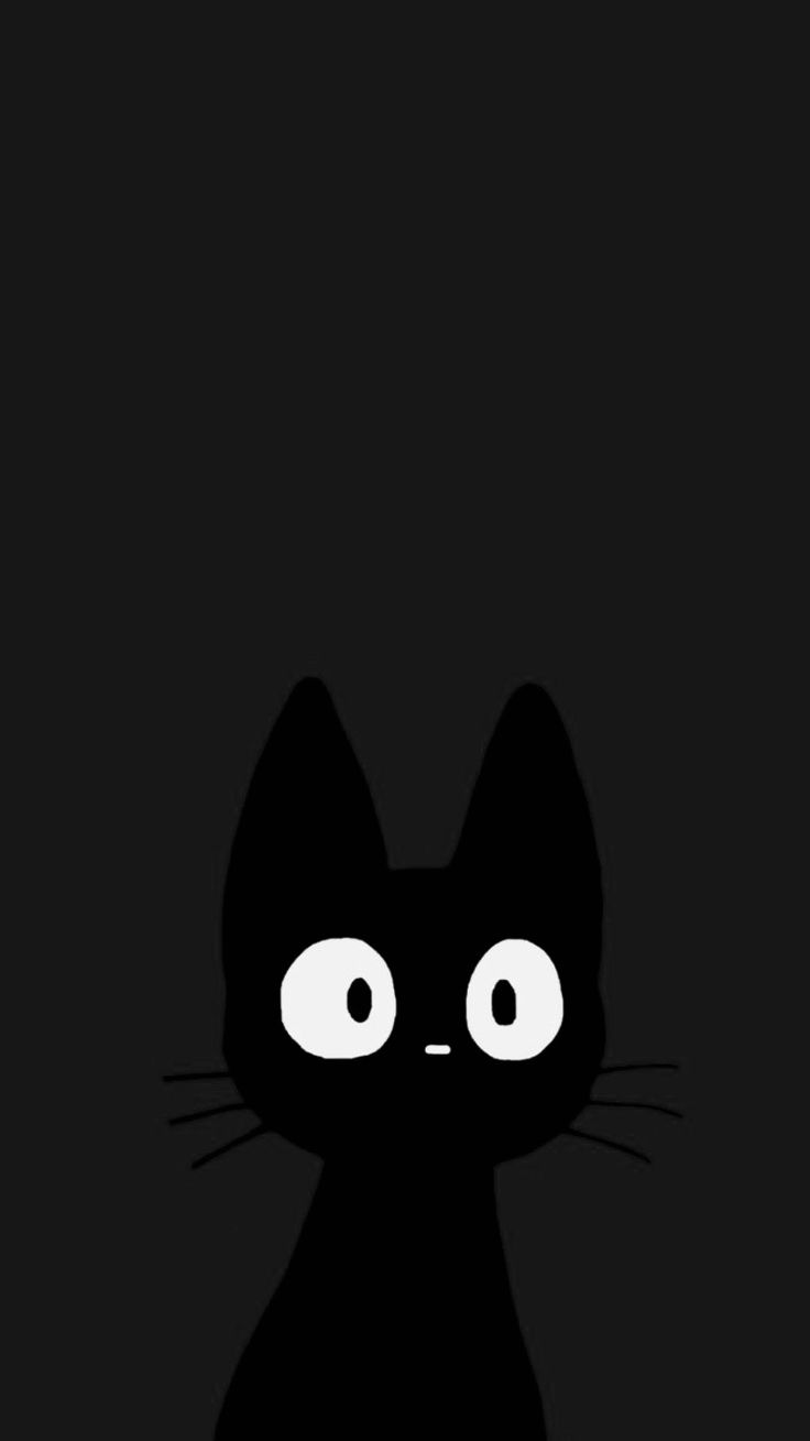 a black cat sitting in the dark with big eyes