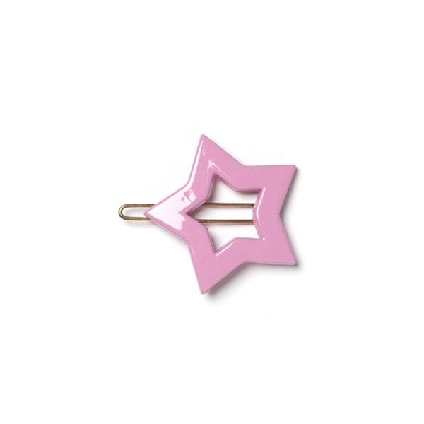 a pink star shaped hair clip on a white background