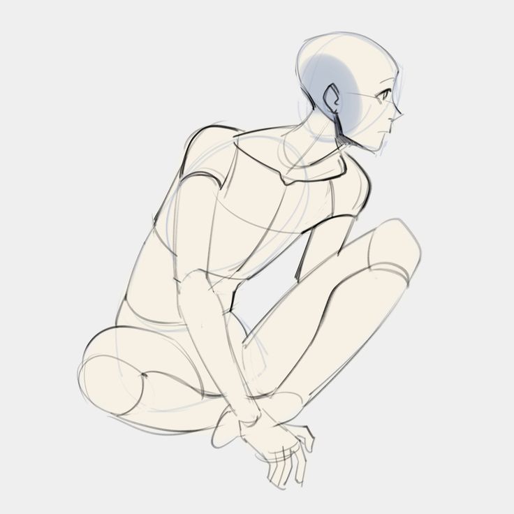 a drawing of a person kneeling down