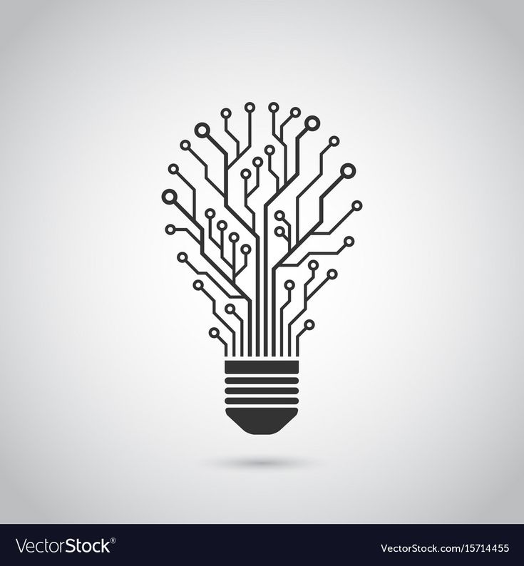 a light bulb made up of electronic circuit boards and wires, with the shape of a tree inside it