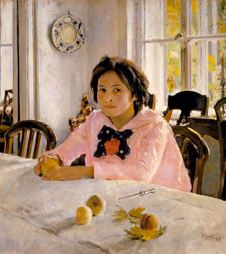 a painting of a woman sitting at a table next to a cat and stuffed animals