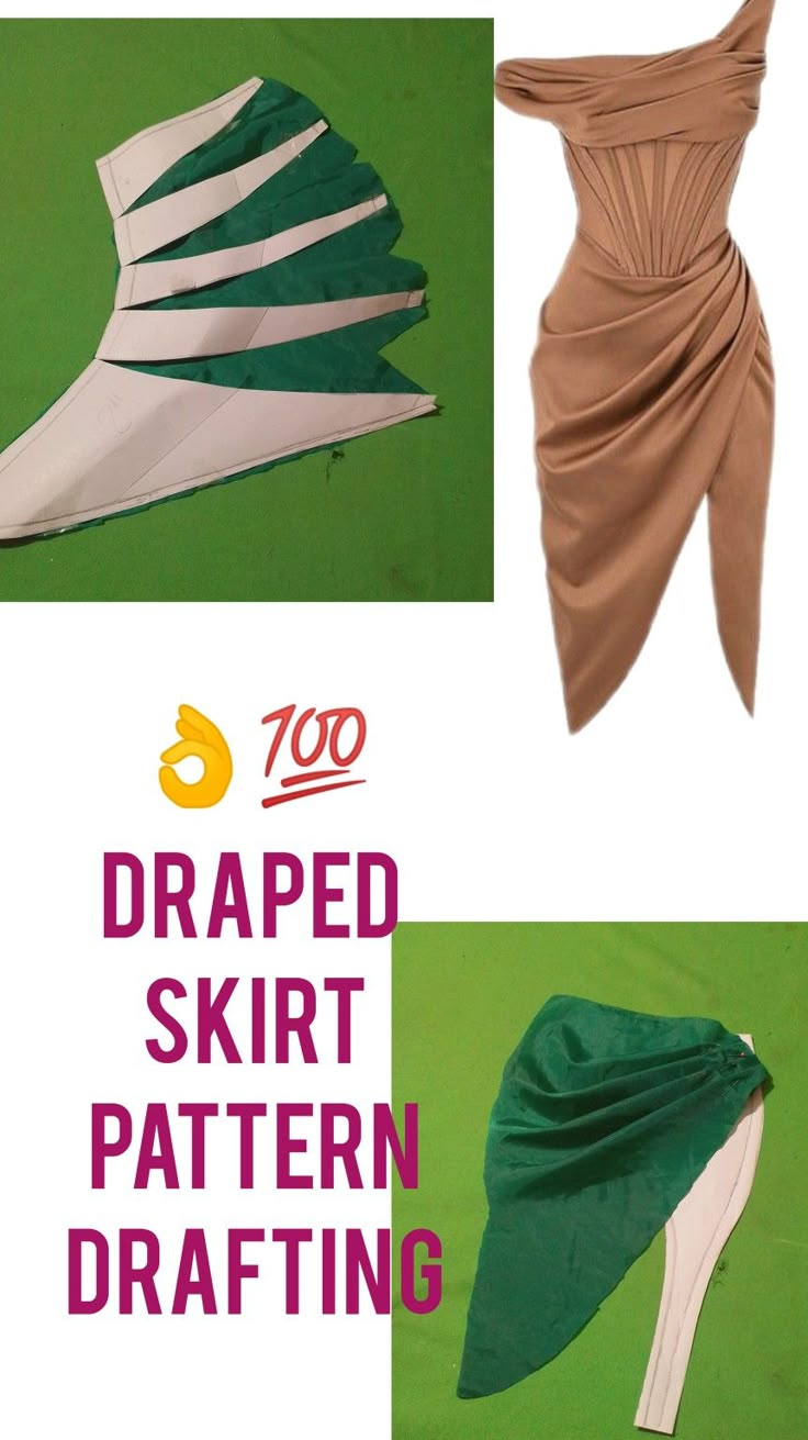 Draped skirt pattern drafting tutorial How to make Draped Skirt Pattern Tutorial Diy Draped skirt Draping Techniques Skirt, Draping Pattern Making, Formal Skirt Pattern, Skirt Draping Pattern, How To Make Wrap Skirt, Different Skirts Designs, How To Make Drape Skirt, Draping A Dress, How To Drape A Dress