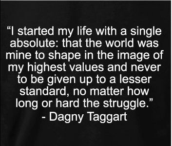 an image with the words, i started my life with a single absolute absolute that the world was mine to shape in the image of my highest value and never to be given up