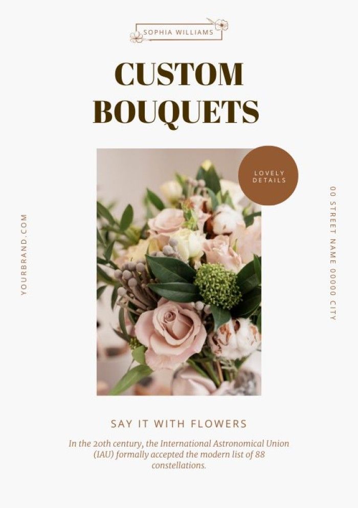 the front cover of a flower shop brochure