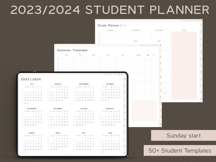 the student planner is shown on top of a tabletop and next to it's calendar