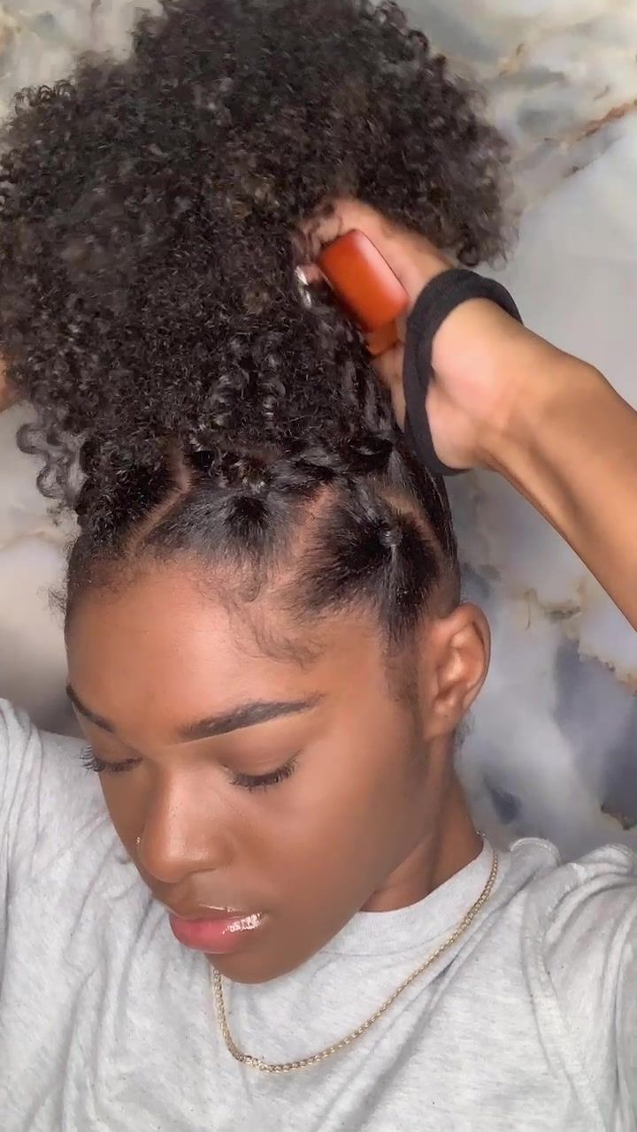 Natural Hair Styles For Work, Teen Natural Hairstyles Black, Cute Natural Hairstyles For Black Teens, Hairstyles For Black Girls Natural Hair, Cute 4c Hairstyles, Trendy Natural Hairstyles, Basic Hairstyles, Bridal Hair Inspiration, Braided Bun Hairstyles