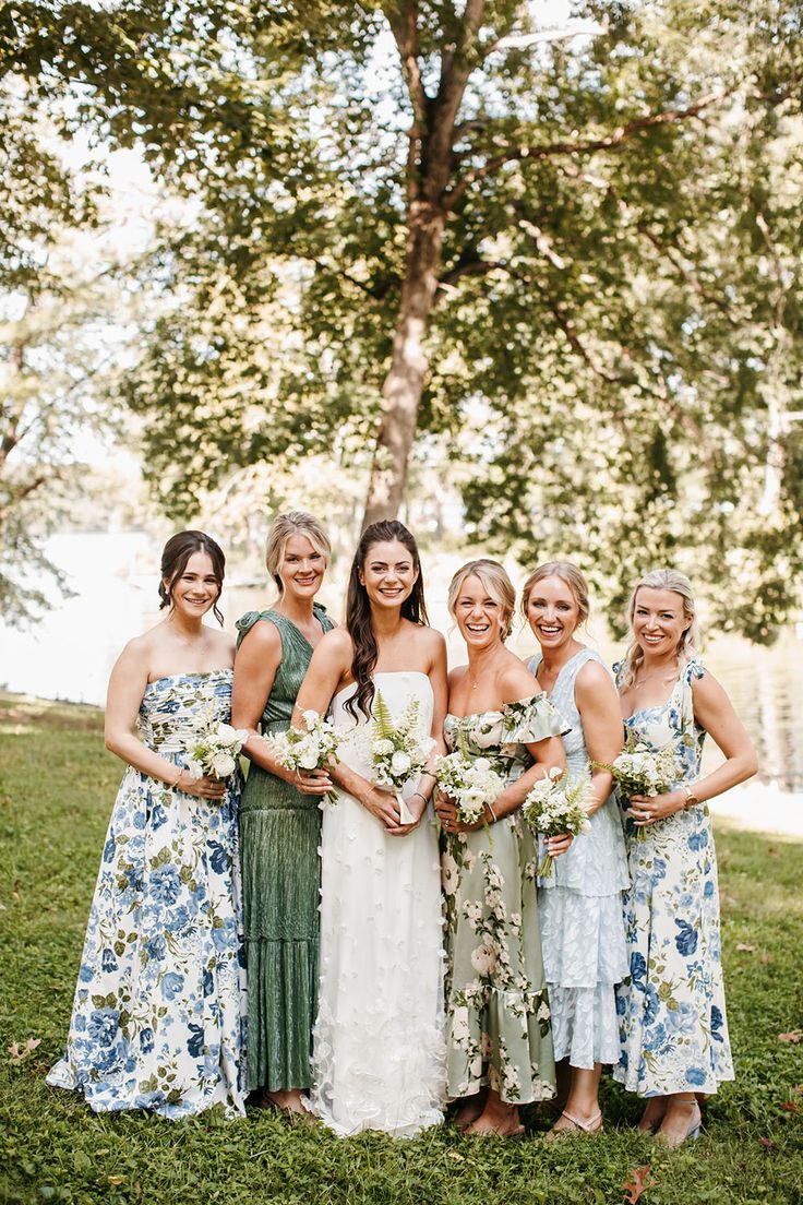 Mix and Match Floral Print Bridesmaids Dresses for Summer Wedding Blue Floral Mismatched Bridesmaid Dresses, Green And Blue Mismatched Bridesmaids, Bridesmaid Floral Dress Mismatched, Blue Green Floral Bridesmaid Dresses, Blue And Green Mixed Bridesmaid Dresses, Mismatched Bridesmaid Dresses Blue Green, Floral Bridesmaid Dresses Green, Green Floral Bridesmaid Dresses Mismatched, Mismatched Bridesmaid Dresses Floral