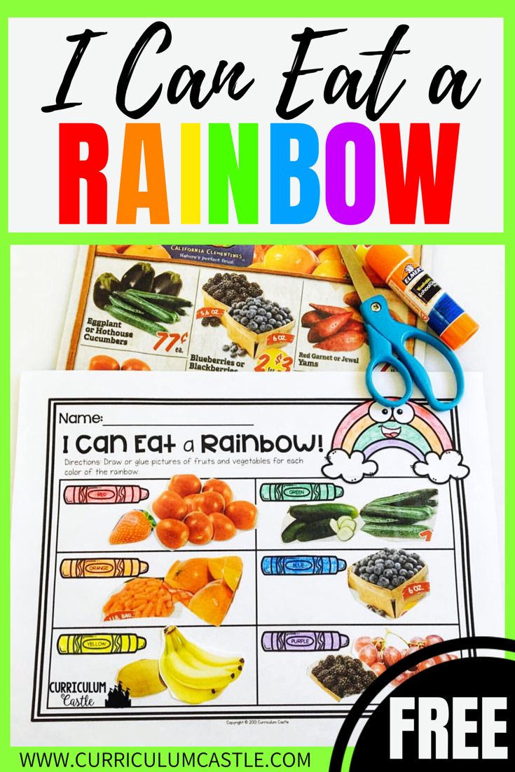 FREE "I Can Eat a Rainbow" nutrition and healthy eating activity for kids! Teach the importance of eating colorful fruits and vegetables every day with this freebie. I Can Eat A Rainbow, Healthy Eating Activity, Preschool Healthy Eating, Healthy Food Activities For Preschool, Healthy Habits Preschool, Eat A Rainbow, Healthy Food Activities, Preschool Food, Healthy Habits For Kids