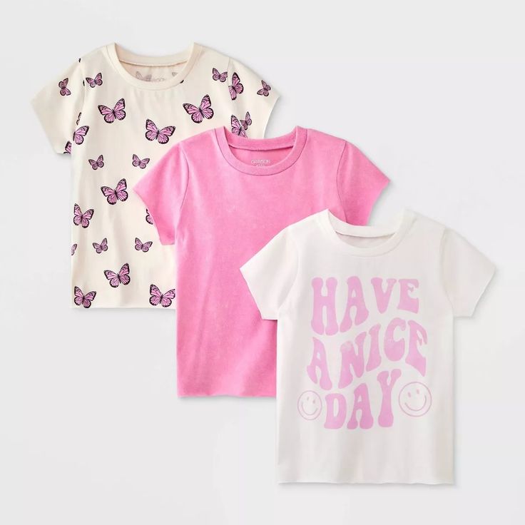 Grayson Mini Toddler Girls' 3pk Short Sleeve Jersey T-shirt - 12m : Target Toddler And Newborn, Harry Styles Quotes, Cat Top, One Clothing, Toddler Clothes, Fabric Tape, Toddler Girl Outfits, Pair Of Pants, Childrens Place