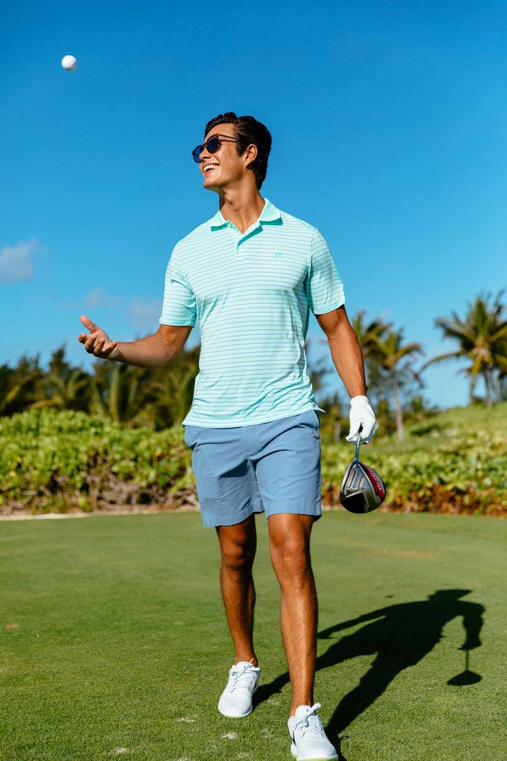 Man In Polo Shirt, Golf Polo Shirt Outfit Men, Men's Golf Fashion, Trendy Golf Outfits Men, Men’s Golf Attire, Mens Golf Style, Mens Golf Outfit Summer, Polo Shirt And Shorts Outfit Men, Men Golf Outfit Fashion