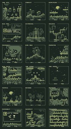 an old computer screen showing the different levels of video games