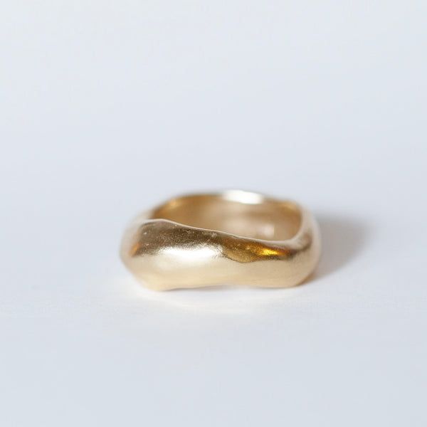 Organically carved ring that flows in thickness. Original design carved in wax and cast in sterling silver. Gold ring is vermeil. Sold as a single ring. Organic Wedding Ring, Wax Carved Ring, Organic Jewelry Design, Wax Carving Jewelry, Hand Ornaments, Silver Gold Ring, Delicate Fine Jewelry, Wax Ring, Scandinavian Jewelry