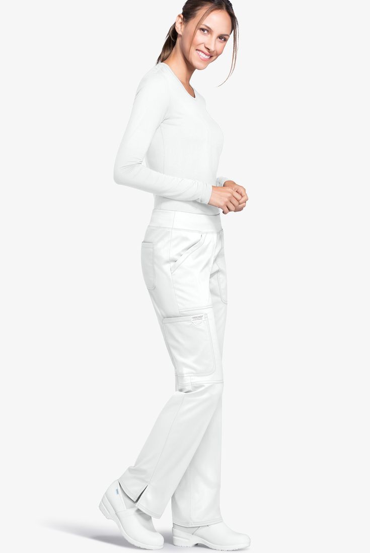 Cherokee Workwear Revolution Pull-on Cargo Scrub Pant. Cherokee Workwear Revolution Cargo Scrub Pants | Stretch - Size 5X White Polyester/ Rayon/ Spandex Functional Tapered Leg Cargo Pants, Fitted White Cargo Pants For Work, Fitted Full Length Sweatpants With Pockets, Sporty Straight Leg Pants With Multiple Pockets, White Bottoms With Side Pockets For Work, White Tapered Leg Work Pants With Pockets, Functional Full Length Bottoms With Hip Pockets, Fitted White Bottoms With Side Pockets, Functional Full Length Workwear Bottoms