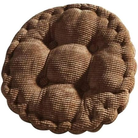 a round cushion made out of woven material