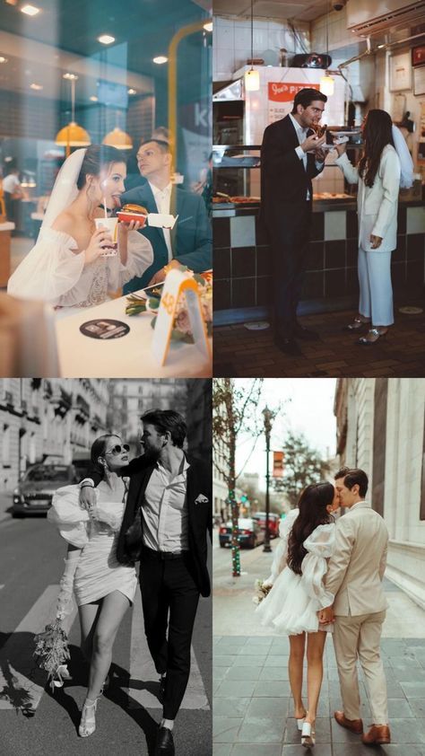 the collage shows photos of people in wedding outfits