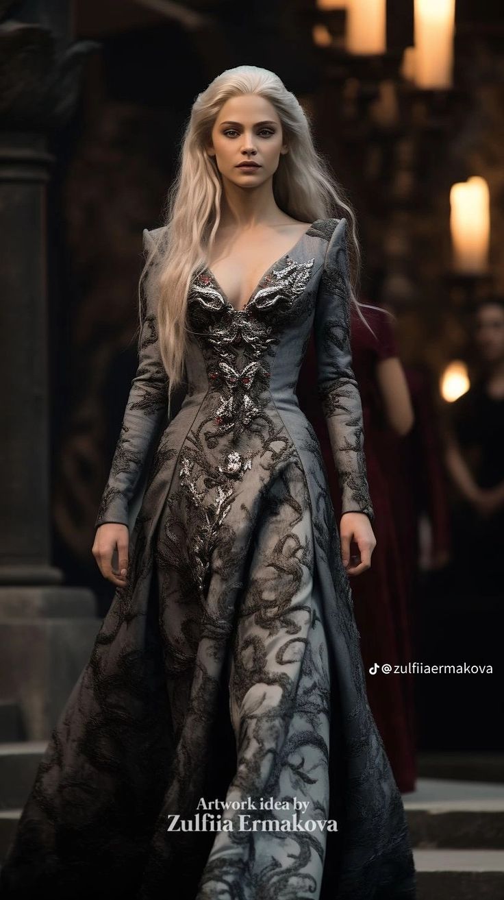 Winterfell Dress, Westeros Fashion, Game Of Thrones Dress, Game Of Thrones Outfits, Queen Outfits, Targaryen Art, Queen Outfit, Fantasy Outfits, Royal Dresses