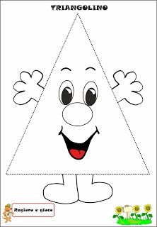 a triangle coloring page with a smiling face