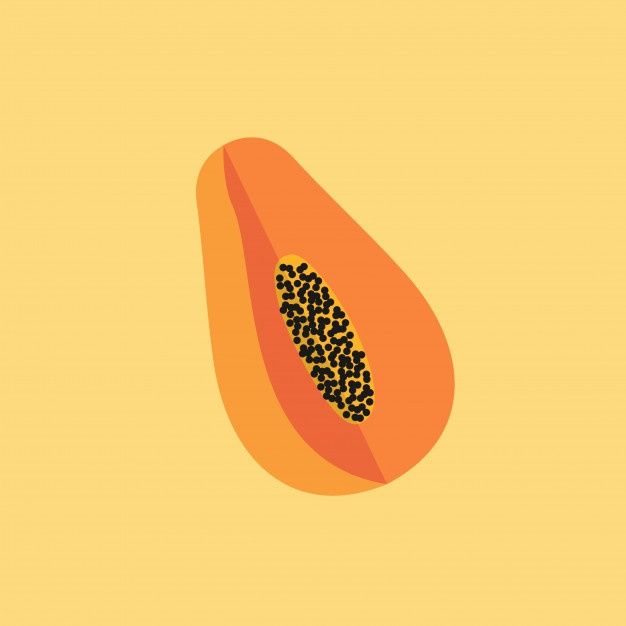 an orange and black piece of fruit on a yellow background