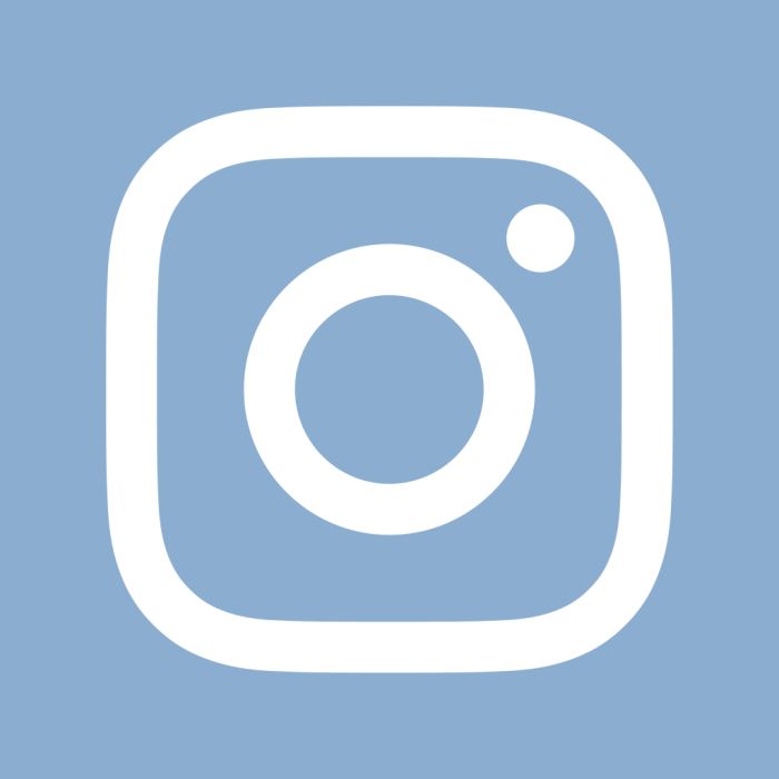 a white instagram icon on a blue background