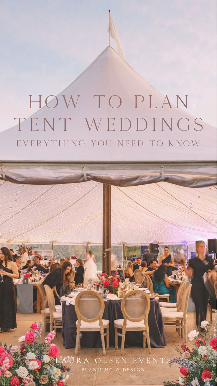 a tent with tables and chairs set up for a wedding reception in front of it