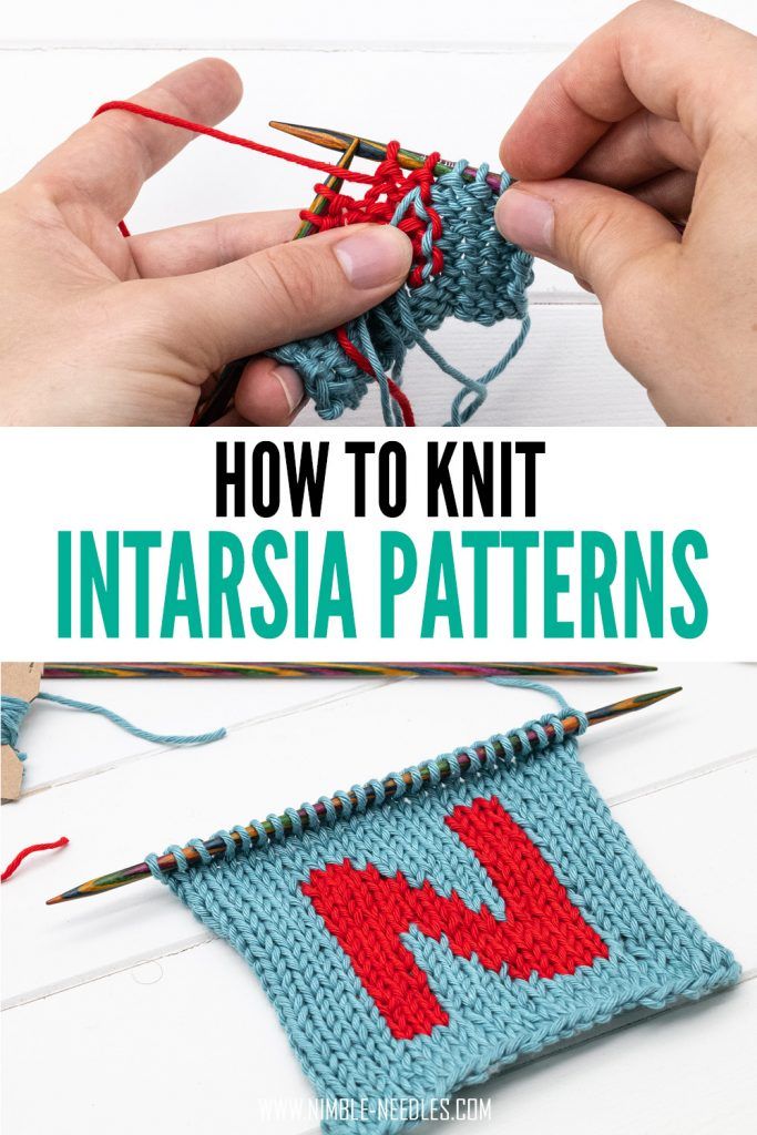 two photos with the words how to knit intarsia patterns on them and an image of