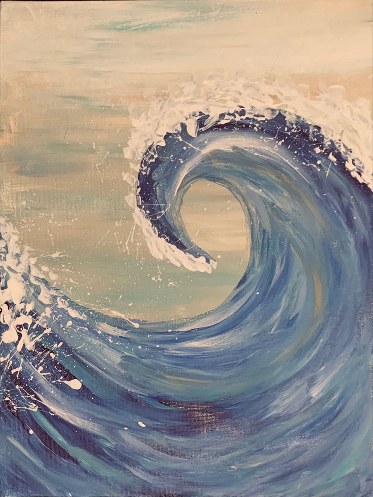 a painting of a wave in the ocean