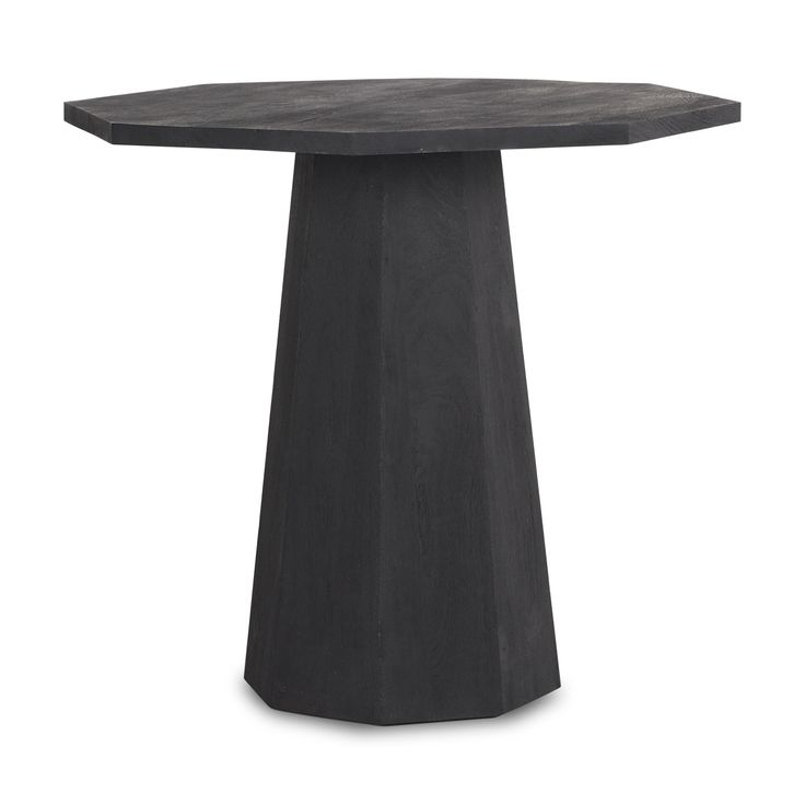 a black table with a round top on a white background in the shape of a cone