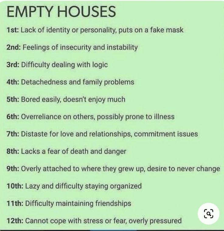 the rules for empty houses are shown in green