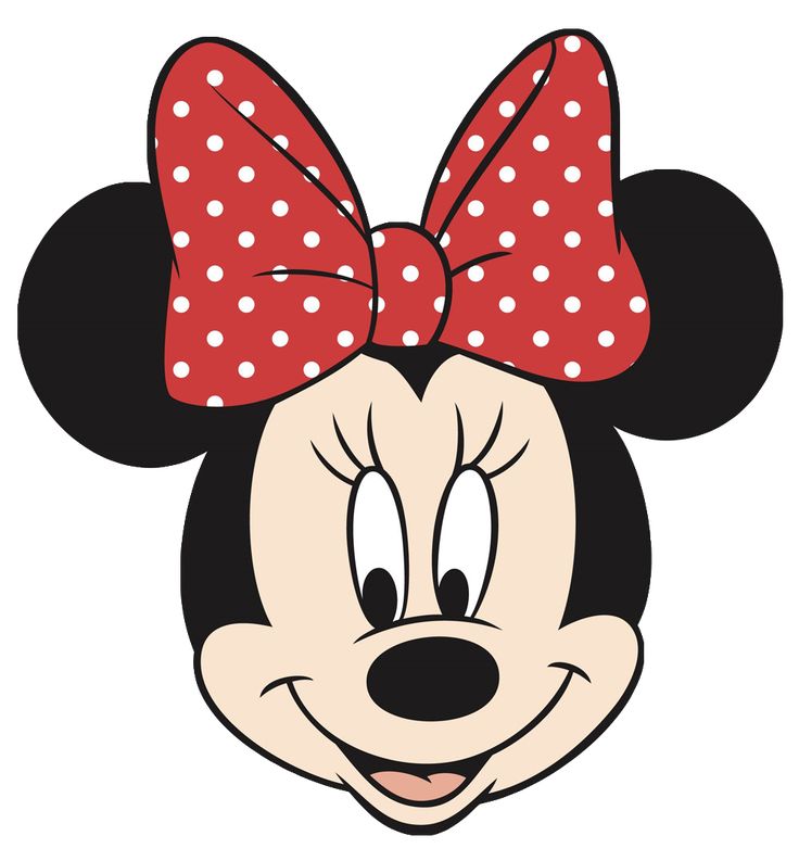 a minnie mouse face with a pink bow on it's head, transparent background