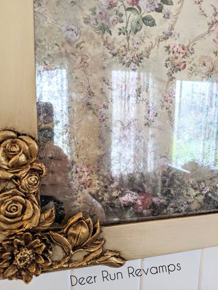 a mirror with flowers on it and the words deer run removables