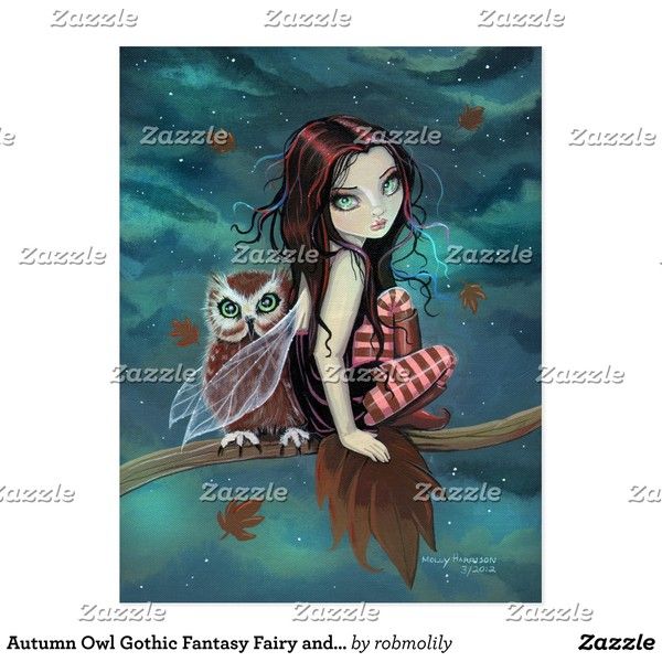 Autumn Owl Gothic Fantasy Fairy and Owl Postcard ($1.38) ❤ liked on Polyvore featuring home, home decor and stationery Owl Fantasy Art, Autumn Owl, Gothic Fairy, Fairies Elves, Ipad Mini Case, Art Case, Case For Ipad, Fantasy Fairy, Mermaid Art