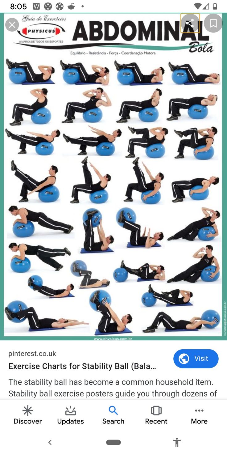 an image of a man doing exercises on blue balls with the caption above it