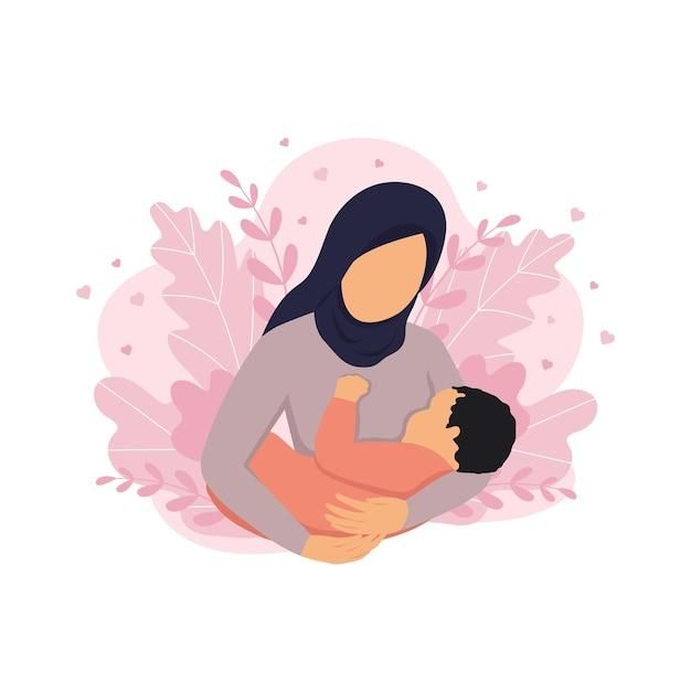 a woman holding a baby in her arms with pink leaves around it and the words, mother's day written below