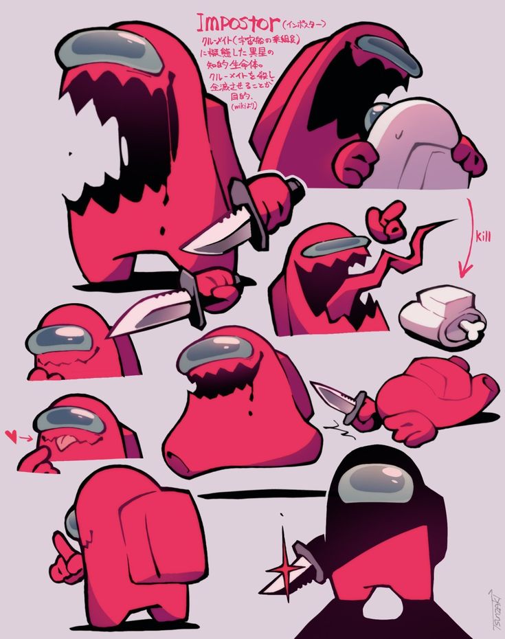 some pink and black cartoon characters with different expressions