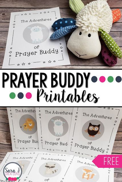 the printable prayer buddy is next to a stuffed animal