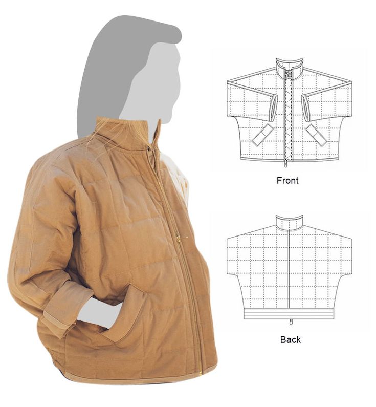 a woman's jacket is shown with measurements for the front and back side view