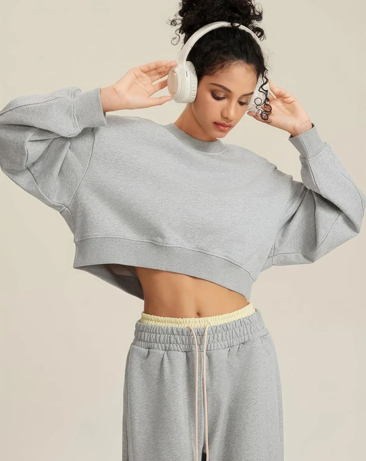 Women's Solid Oversized Cropped Sweatshirt – Starphase Oversized Crew Neck Cropped Sweater For Spring, Relaxed Fit Cotton Cropped Sweater With Drop Shoulders, Crew Neck Boxy Fit Cropped Sweater For Loungewear, Relaxed Fit Cropped Sweater With Drop Shoulder For Loungewear, Boxy Fit Crew Neck Sweatshirt For Athleisure, Oversized Cropped Sweater For Loungewear, Relaxed Fit Cotton Cropped Sweater For Loungewear, Trendy Drop Shoulder Loungewear Sweatshirt, Trendy Oversized Sweatshirt For Loungewear