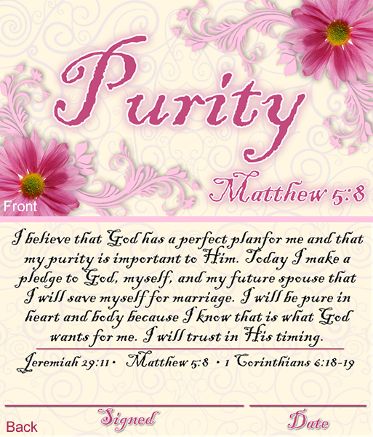 a card with pink flowers on it that says, purify mathew 5's